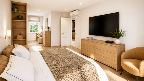 Aménager et optimiser un salon cuisine et chambre parentale d une construction neuve